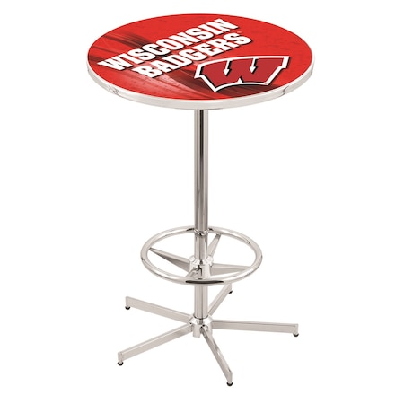 Holland Bar Stool Co 42" Chrome Wisconsin "W" Pub Table, 36" dia. Top L216C4236Wisc-W-D2